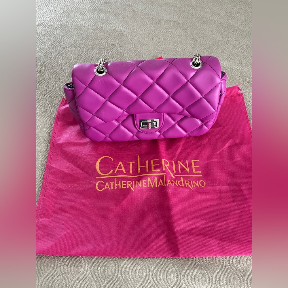 Catherine Malandrino Quilted Shoulder Bag in Magenta
